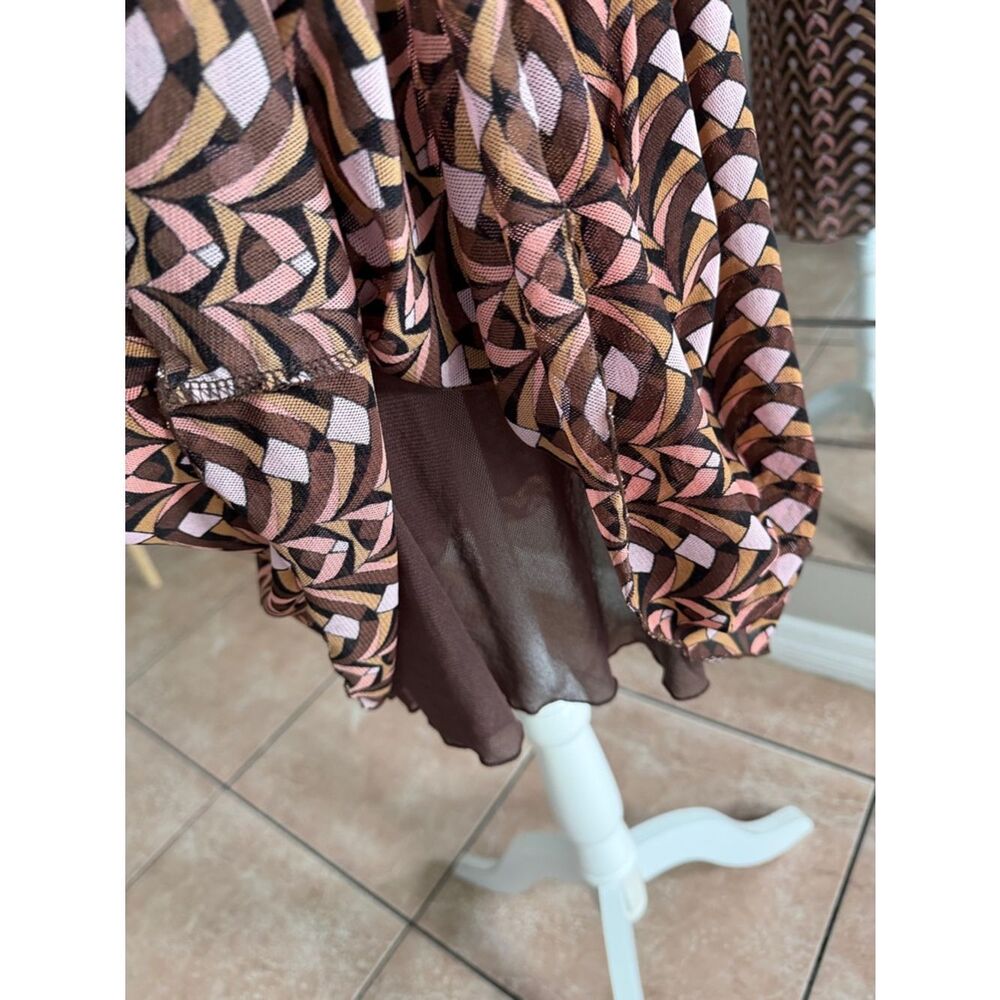 Mixit Pink and Brown Knotted-Front Midi Dress - Picture 6 of 10